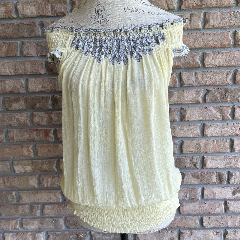 Ya Los Angeles Off the Shoulder Blouse with Embroidered Detail.